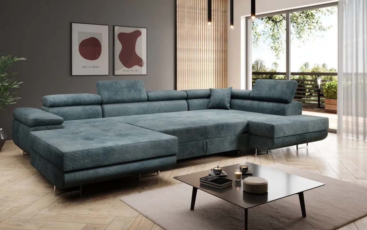 Designer Sofa Lago mit Schlaf - und Klappfunktion in Cord