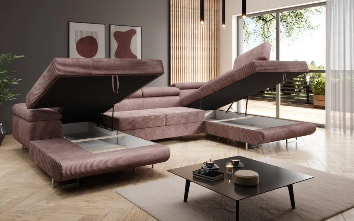 Designer Sofa Lago mit Schlaf - und Klappfunktion in Cord