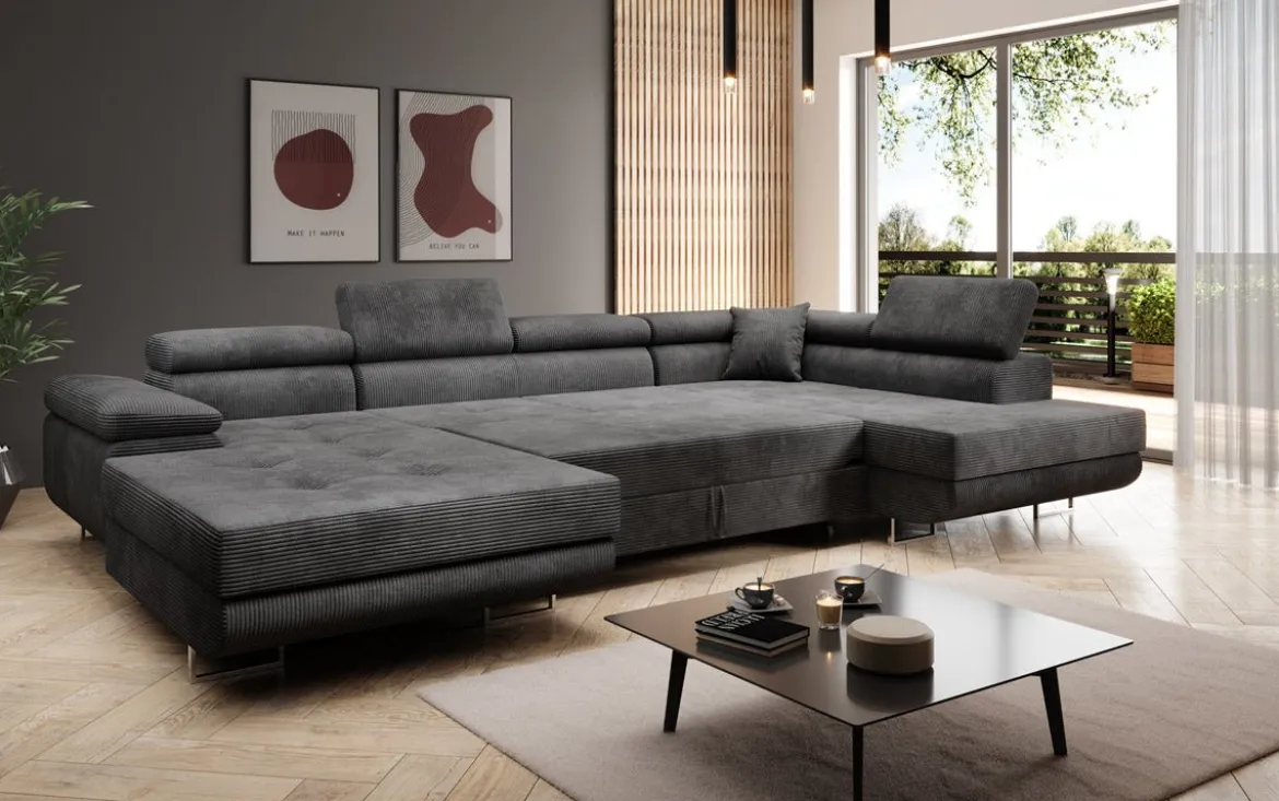 Designer Sofa Lago mit Schlaf - und Klappfunktion in Cord