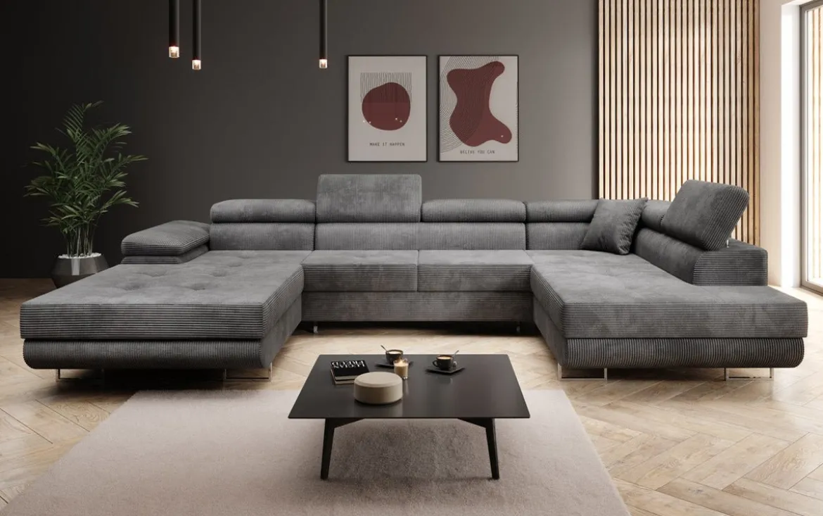 Designer Sofa Lago mit Schlaf - und Klappfunktion in Cord