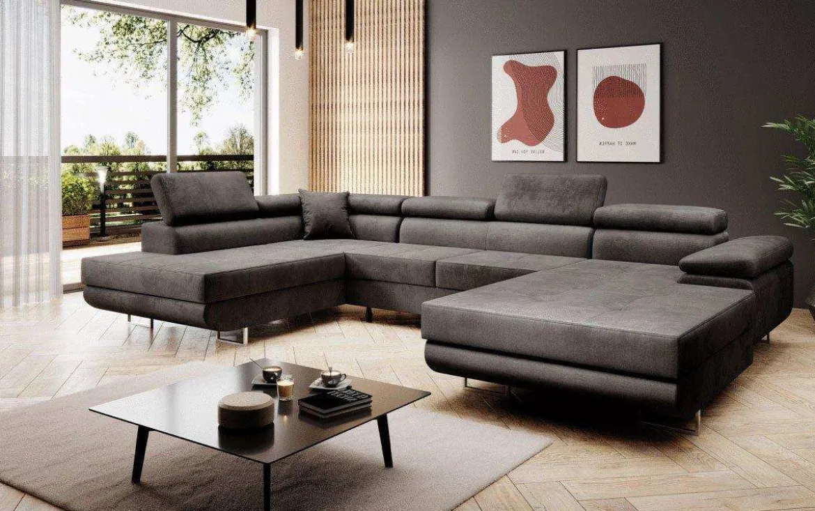 Designer Sofa Lago mit Schlaf - und Klappfunktion in Samt