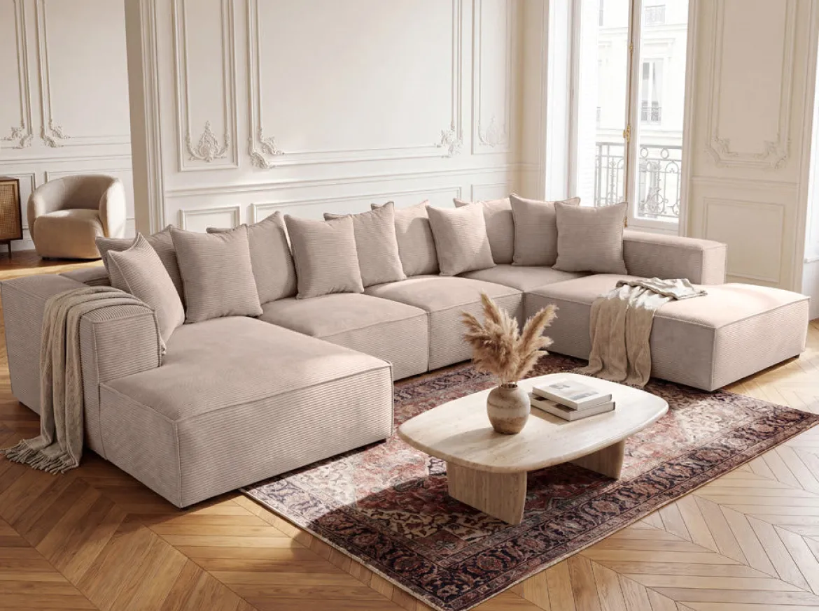 Designer Sofa Largo U XXL in Cord