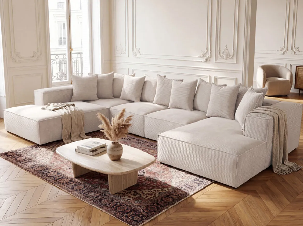 Designer Sofa Largo U XXL in Cord