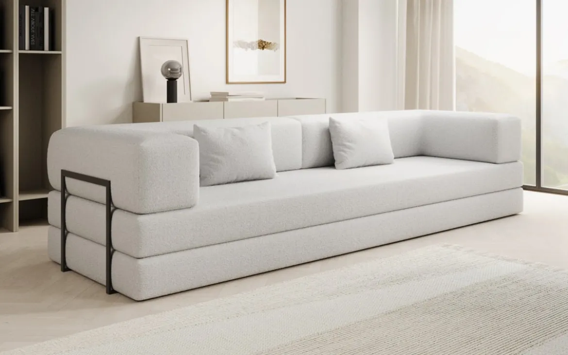 Designer Sofa Lazy 3 Sitzer XXL in Bouclé