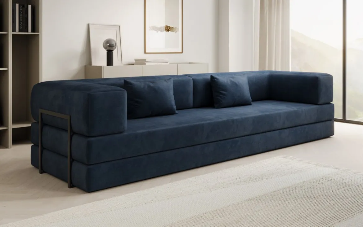 Designer Sofa Lazy 3 Sitzer XXL in Samt