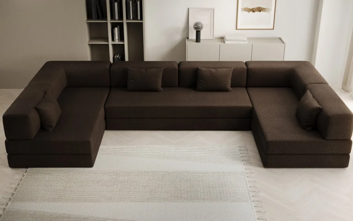 Designer Sofa Lazy U in Bouclé