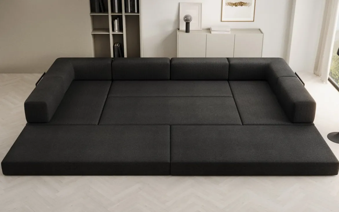 Designer Sofa Lazy U in Bouclé