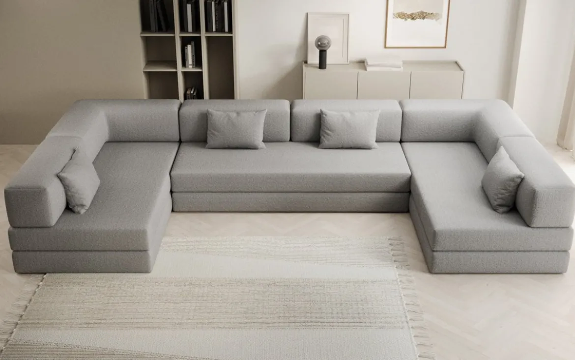 Designer Sofa Lazy U in Bouclé