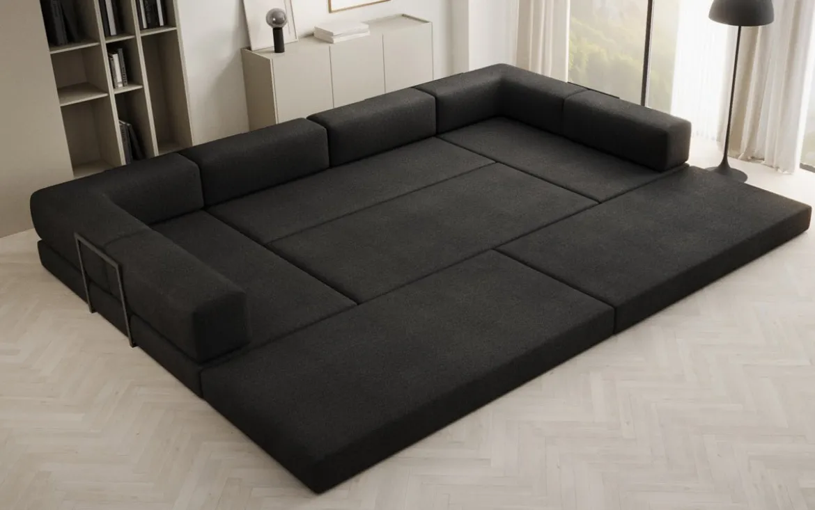 Designer Sofa Lazy U in Bouclé