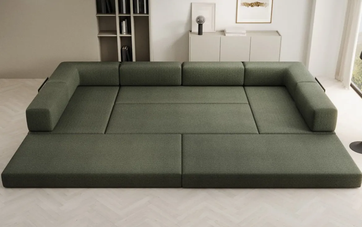 Designer Sofa Lazy U in Bouclé