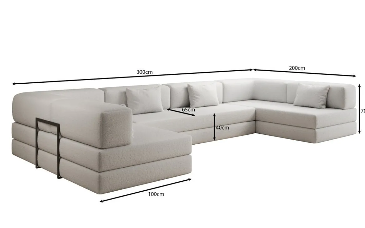 Designer Sofa Lazy U in Bouclé