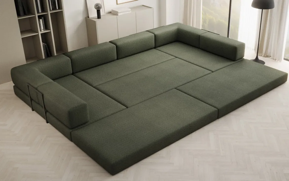 Designer Sofa Lazy U in Bouclé