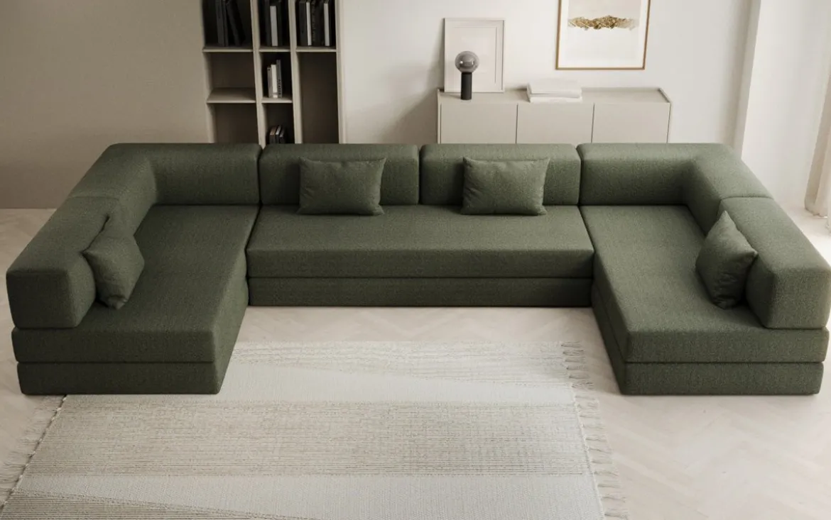 Designer Sofa Lazy U in Bouclé