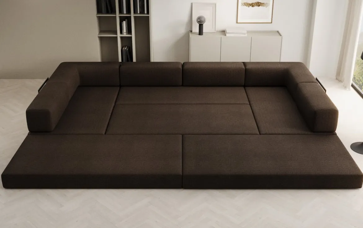 Designer Sofa Lazy U in Bouclé