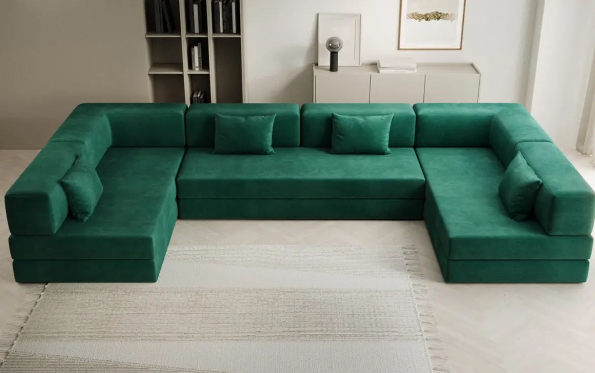 Designer Sofa Lazy U in Samt