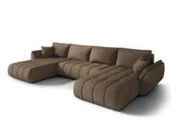 Designer Sofa Lenoa U mit Schlaf- und Klappfunktion in Samt