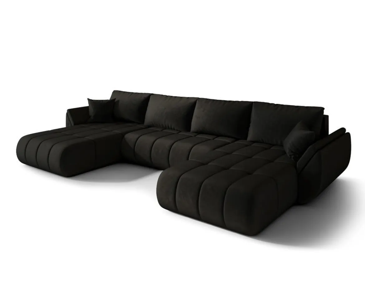 Designer Sofa Lenoa U mit Schlaf- und Klappfunktion in Samt