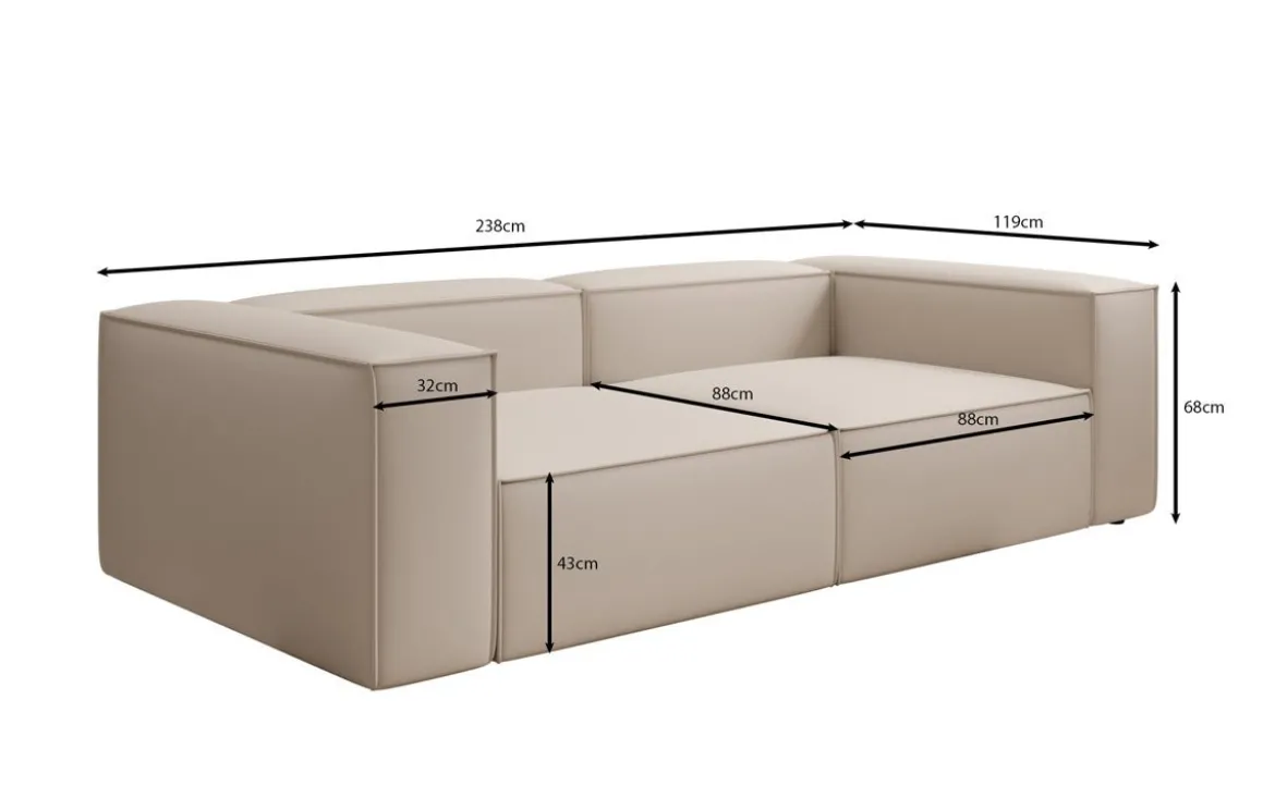Designer Sofa Lesley 3 Sitzer in Stoff
