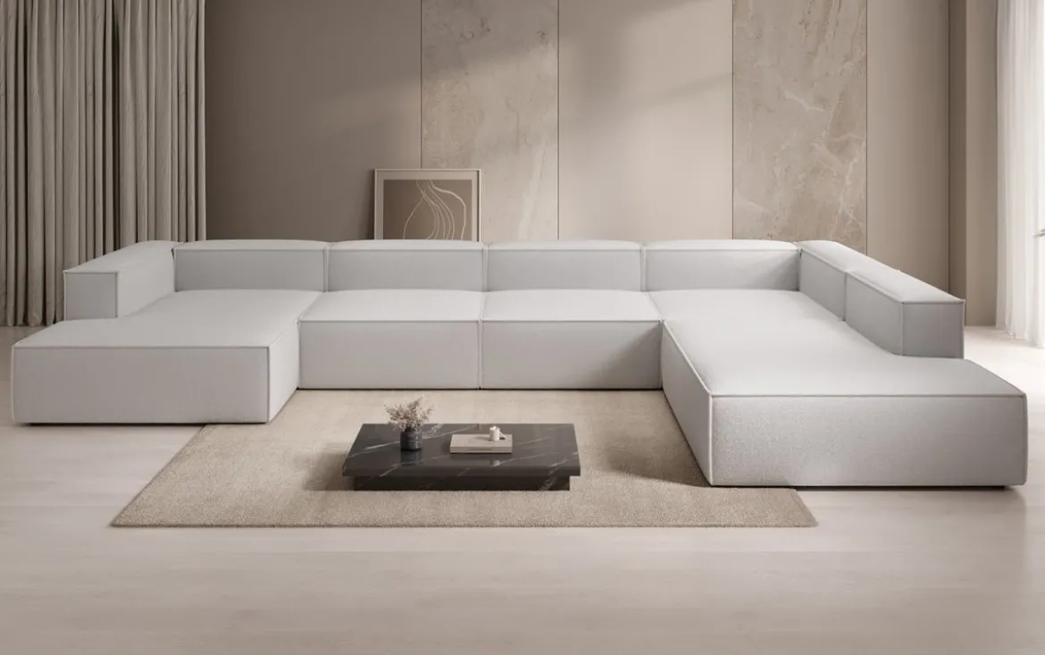 Designer Sofa Lesley U XXL in Bouclé