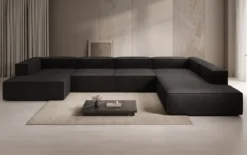 Designer Sofa Lesley U XXL in Bouclé