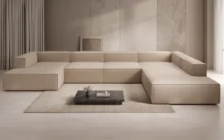 Designer Sofa Lesley U XXL in Bouclé