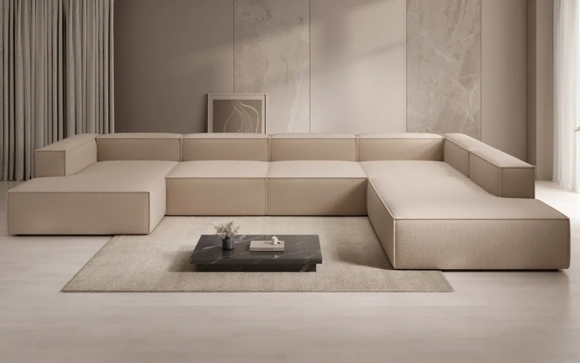 Designer Sofa Lesley U XXL in Bouclé