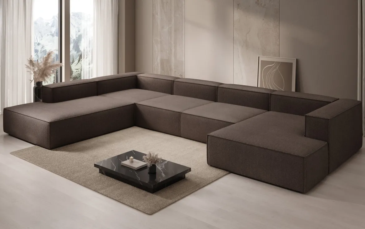 Designer Sofa Lesley U XXL in Bouclé