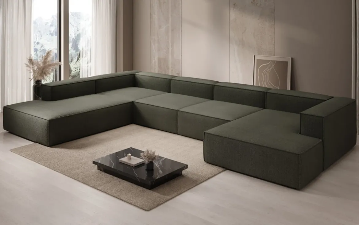 Designer Sofa Lesley U XXL in Bouclé
