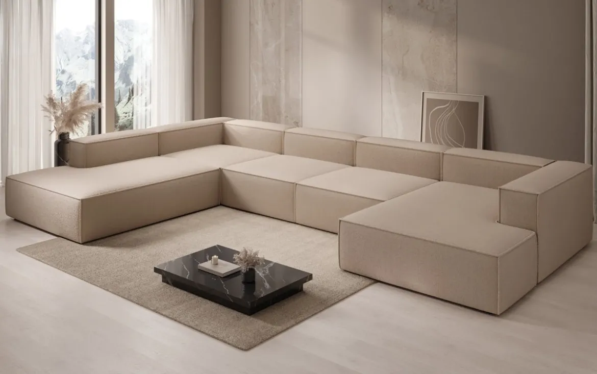 Designer Sofa Lesley U XXL in Bouclé