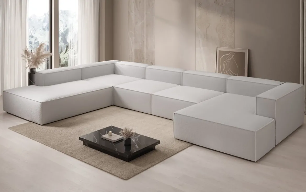 Designer Sofa Lesley U XXL in Bouclé