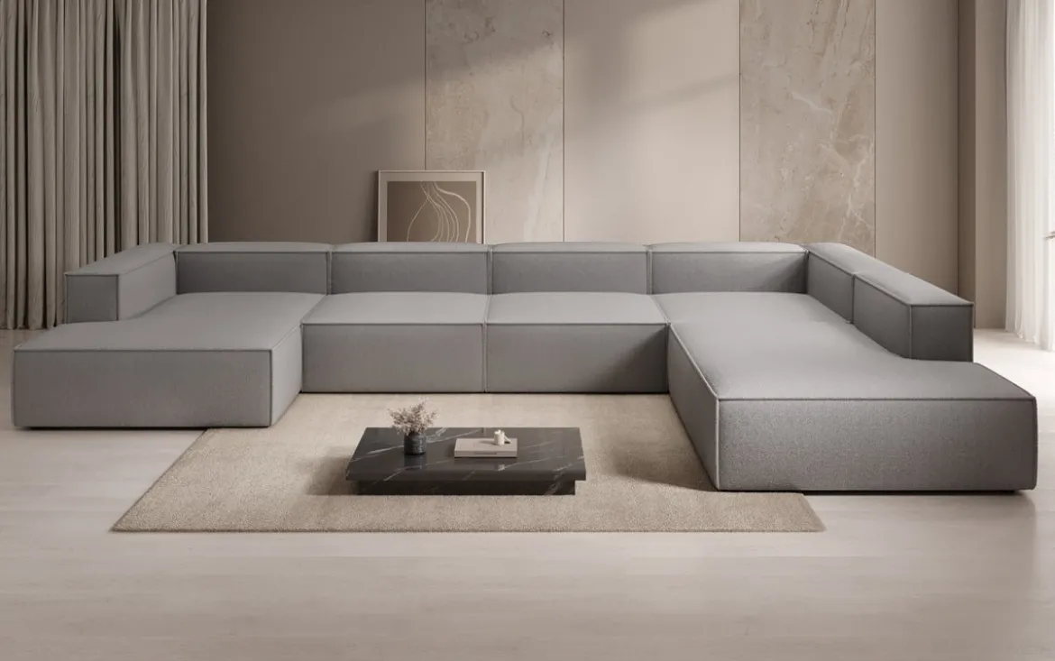 Designer Sofa Lesley U XXL in Bouclé