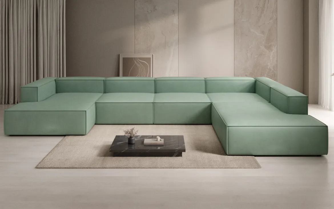 Designer Sofa Lesley U XXL in Echtleder