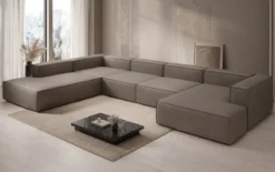 Designer Sofa Lesley U XXL in Echtleder