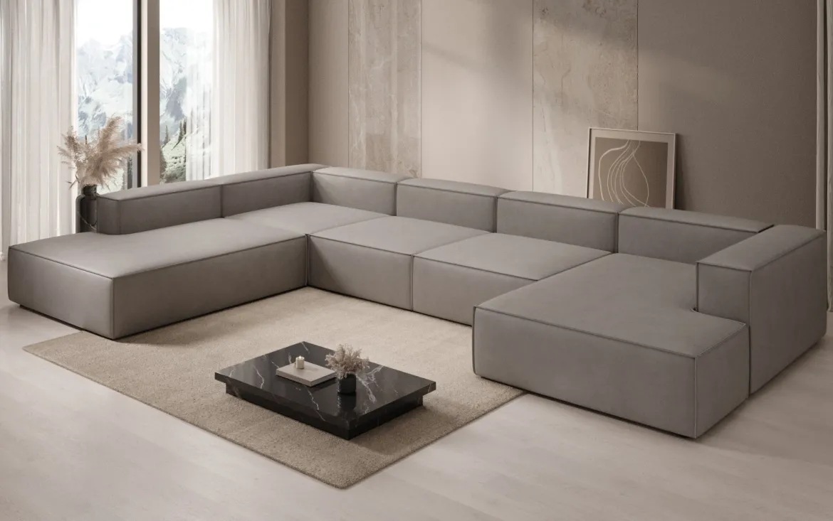 Designer Sofa Lesley U XXL in Echtleder