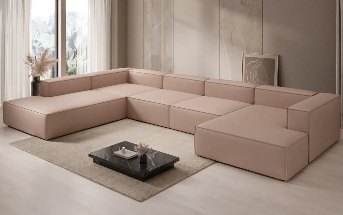 Designer Sofa Lesley U XXL in Echtleder