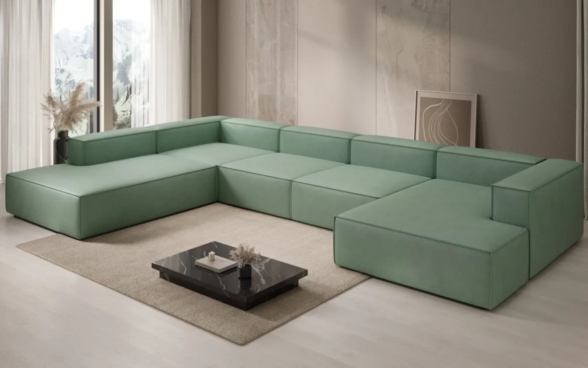 Designer Sofa Lesley U XXL in Echtleder