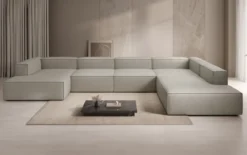Designer Sofa Lesley U XXL in Echtleder