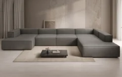 Designer Sofa Lesley U XXL in Echtleder