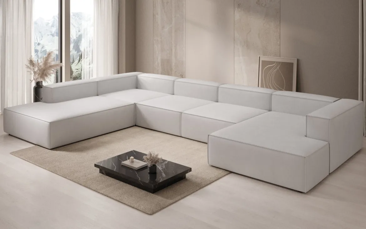 Designer Sofa Lesley U XXL in Echtleder