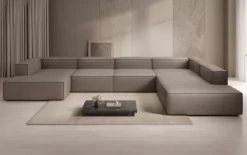 Designer Sofa Lesley U XXL in Echtleder