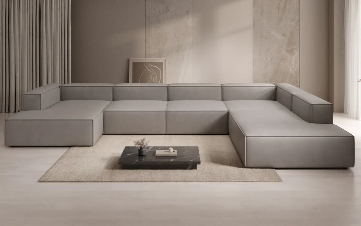 Designer Sofa Lesley U XXL in Echtleder
