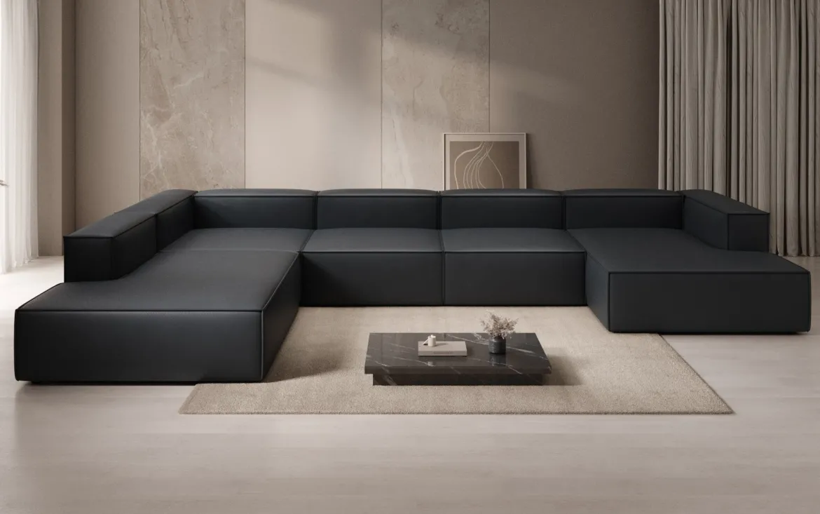 Designer Sofa Lesley U XXL in Echtleder