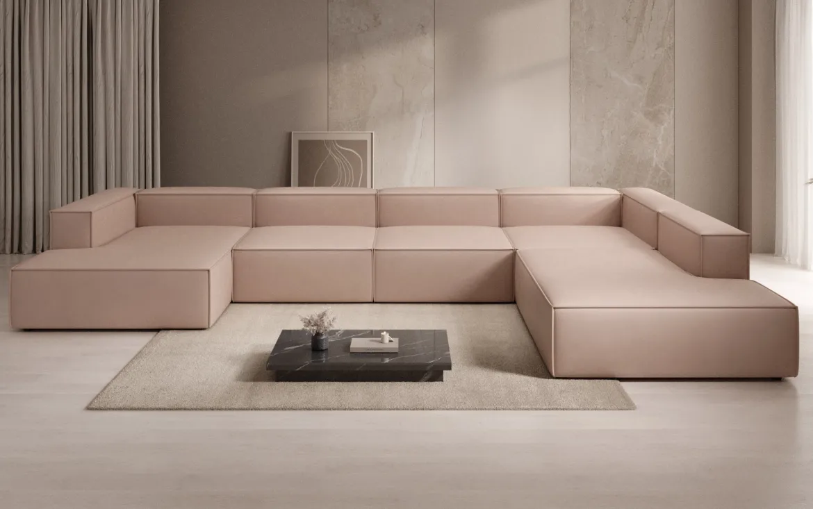 Designer Sofa Lesley U XXL in Echtleder