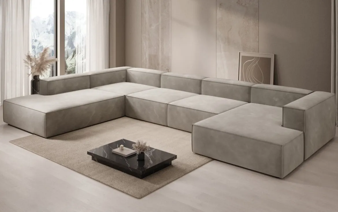 Designer Sofa Lesley U XXL in Samt