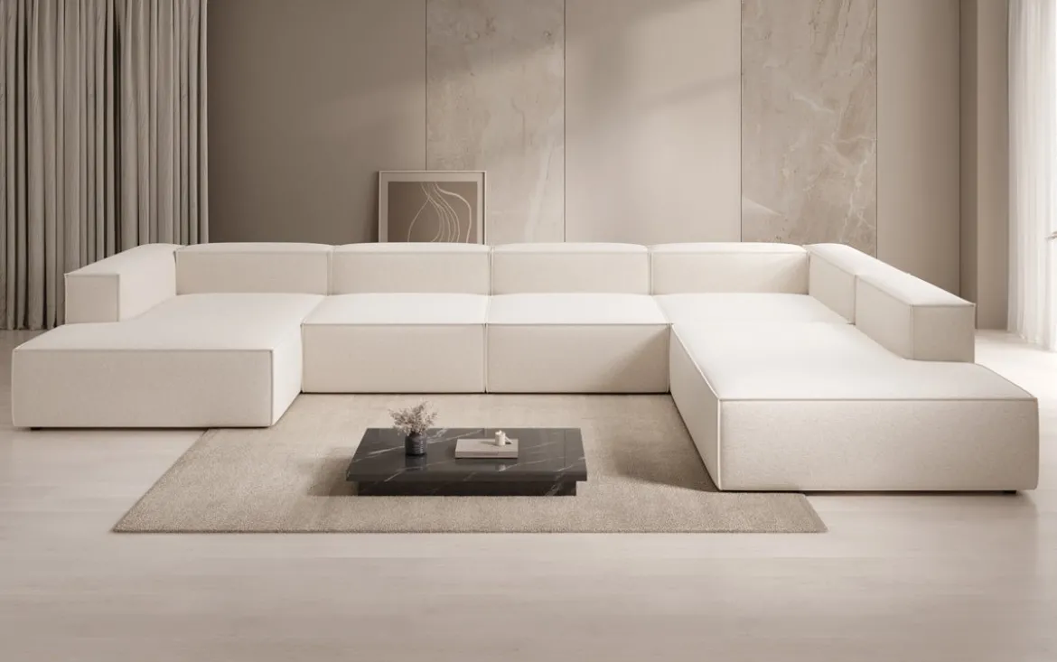 Designer Sofa Lesley U XXL in Strukturstoff