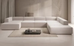Designer Sofa Lesley U XXL in Strukturstoff