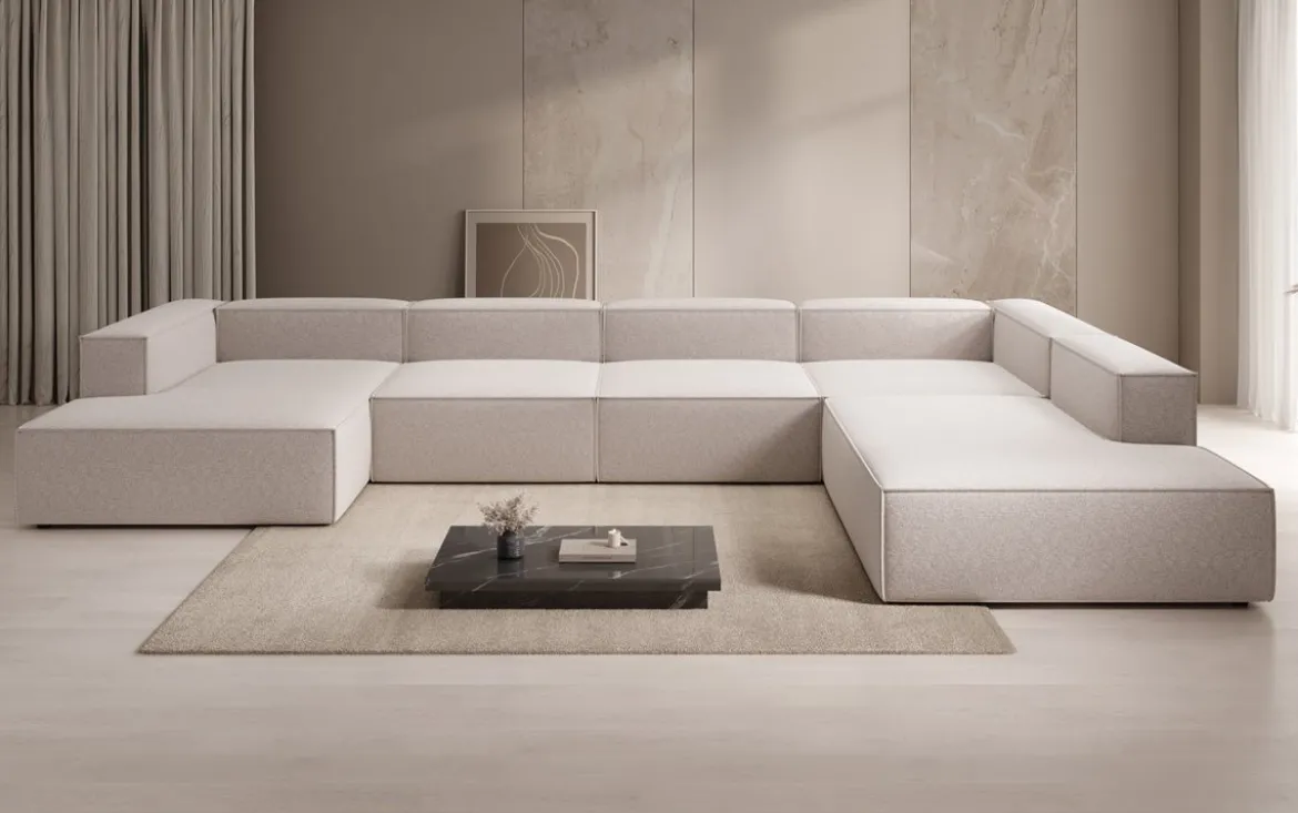 Designer Sofa Lesley U XXL in Strukturstoff