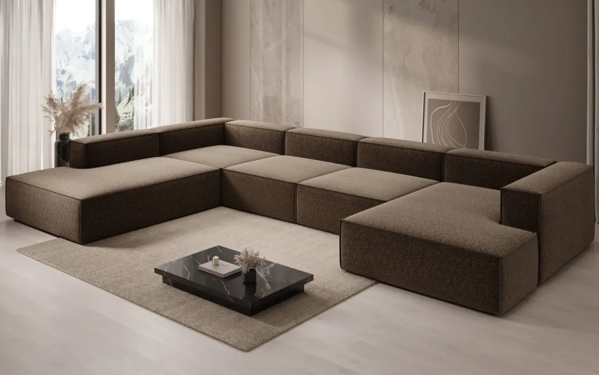 Designer Sofa Lesley U XXL in Strukturstoff