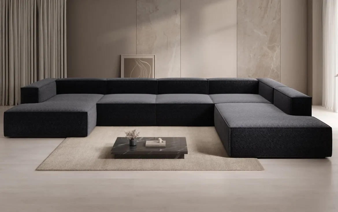 Designer Sofa Lesley U XXL in Strukturstoff