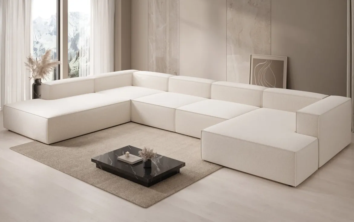 Designer Sofa Lesley U XXL in Strukturstoff